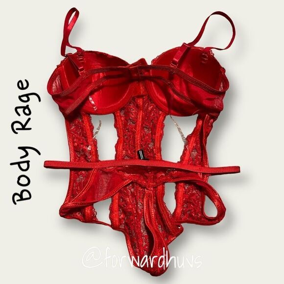 Body Rage Red One-Piece Bodysuit Lingerie Size Medium - Picture 8 of 9